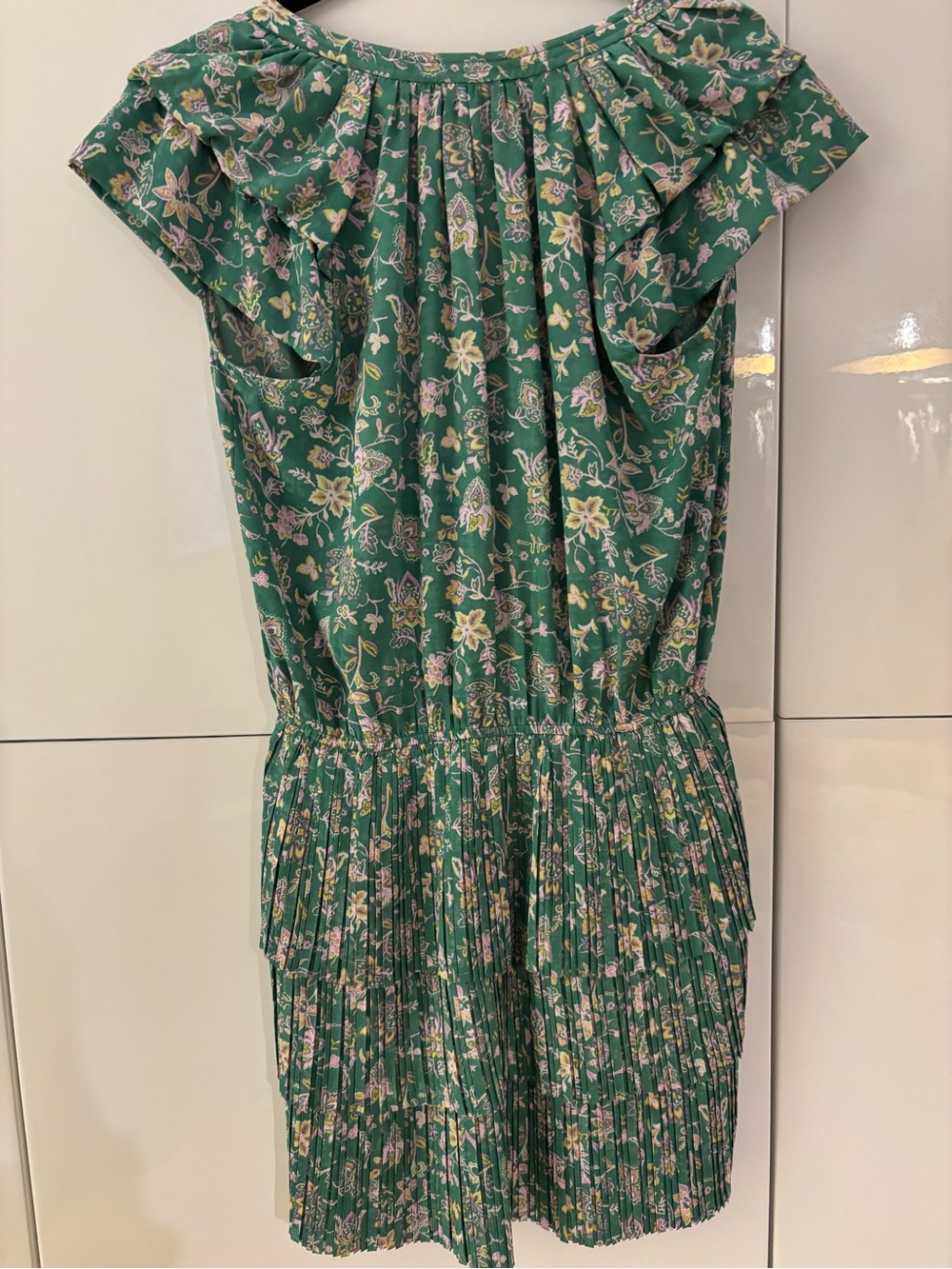 3rd & Fourth women’s Green Floral Ruffle Pleated Dress